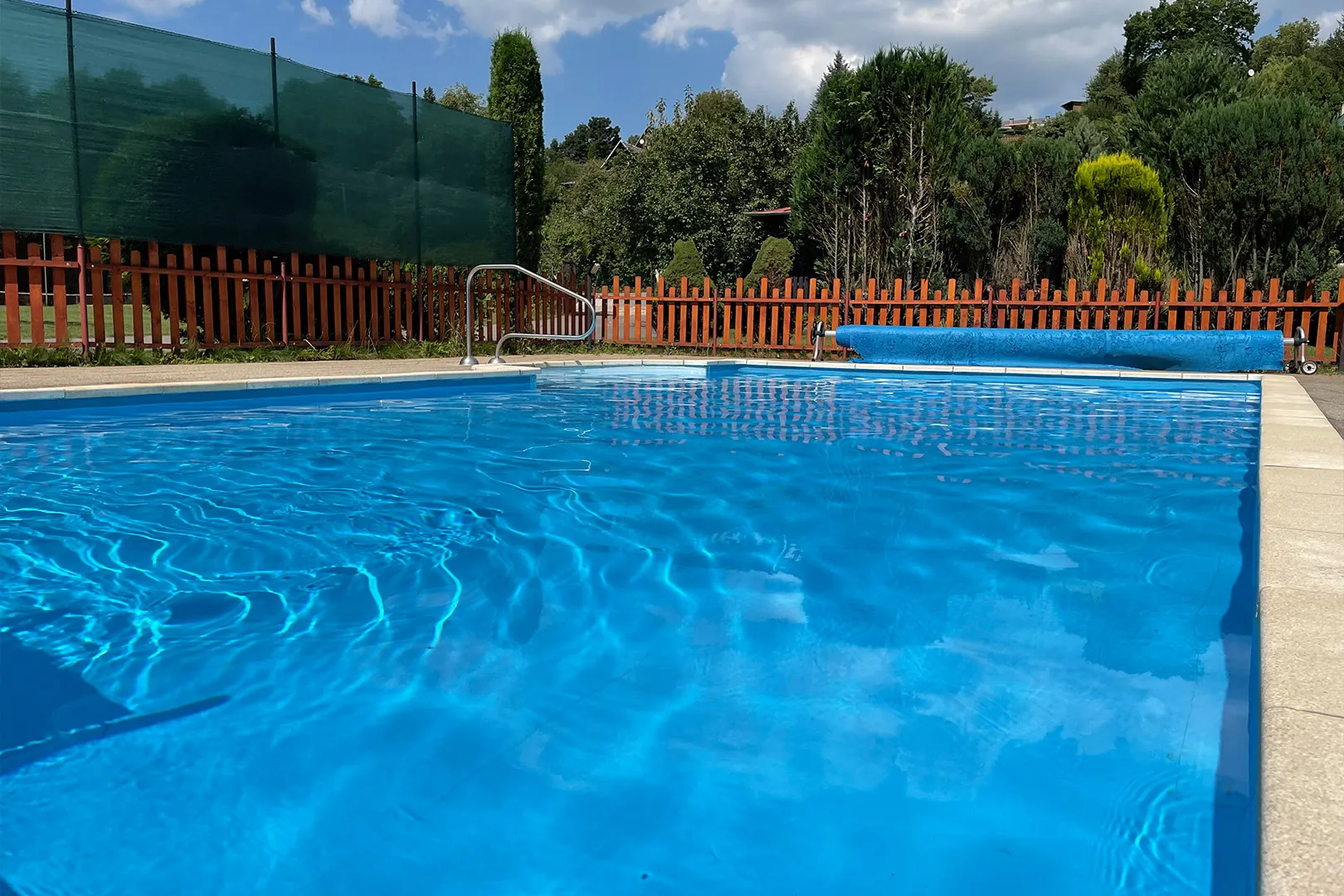 View of the pool and the surrounding countryside